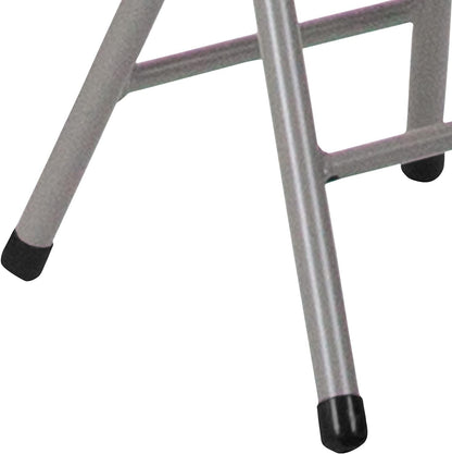 Flash Furniture Micah Foldable Stool with Black Plastic Seat and Titanium Gray Frame | Lightweight, Compact, Easy Storage, Indoor Use