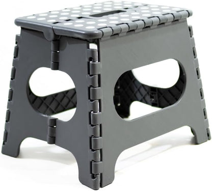 Avalon Multipurpose Folding Stool PVC Sturdy and Durable Home School Nursery Grey Small Folding Ladder (27 x 33 x 26.5cm)