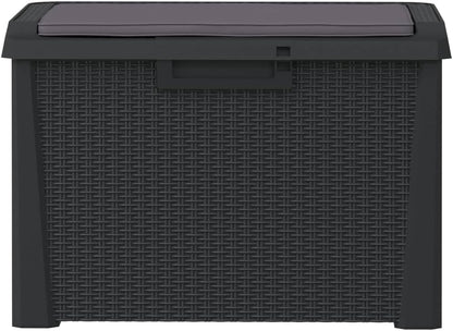 Anthracite Garden Storage Box 125L Polypropylene Medium Outdoor Patio Seat with Cushion for Tools and Cushions