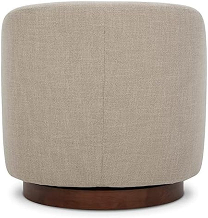 CHITA Swivel Accent Chair Set of 2, Wood Frame, Fully Assembled, Flax Beige | Fabric Barrel Arm Chair with 360° Swivel Solid Wood Base, Mid Century Modern Living Room Chair, 31"x31"x28", 350 Lb Capacity