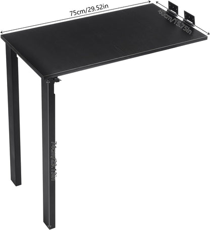 Wall Mounted Folding Table, Solid Wood Multi-Layer Fold Down Desk 132lbs Load-Bearing, Space-Saving for Kitchen, Home Office & Small Spaces (Black)