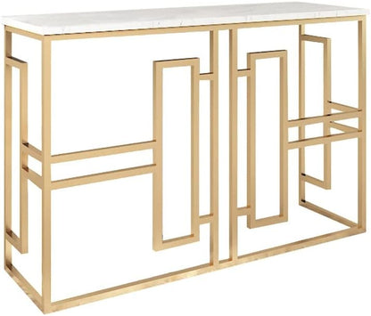 Coffee Table Golden Console Table, Marble Console Table, Telephone Table, Narrow Hall Table with Storage Bookshelf, Suitable for Corridor/Living Room