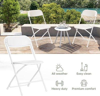 100 PCS Plastic Folding Chair, Portable Commercial Chair, Heavy-Duty Plastic Folding Chairs, Folding Chair with 350 LB Capacity for Wedding Party Outdoor Indoor White
