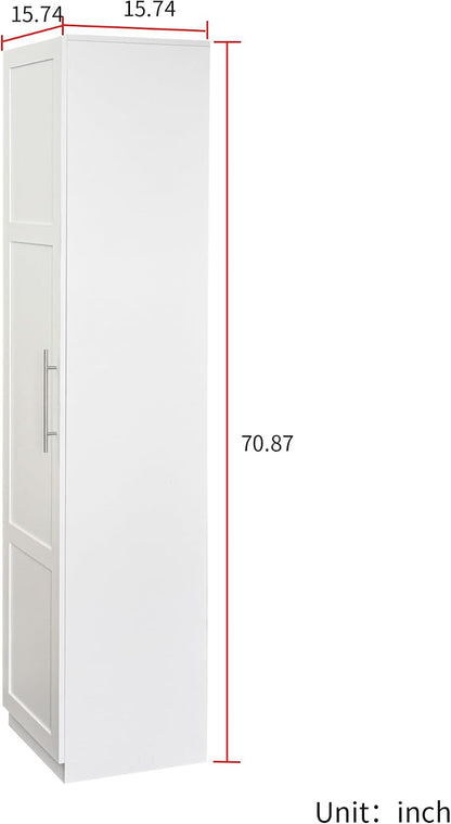 KEIKI 15.75" W Slim Kitchen Pantry Storage Cabinet with Door-Side Rack & Shelves, Tall Narrow Freestanding Sideboard Wood Hutch Food Pantries Cupboard for Coffee Bar, Dining Room