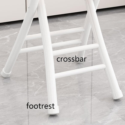 Folding Stool with Backrest, Cushioned Padded Leather Round Portable Foldable Bar Stool Chair for Kitchen(Green)