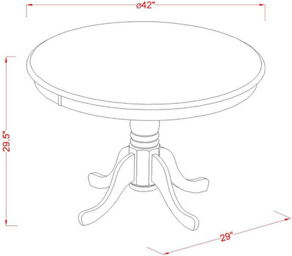 HomeStock 5 Piece Dinette Set for 4 Includes a Round Dining Table with Pedestal and 4 Dining Room Chairs, 42x42 Inch,Mahogany