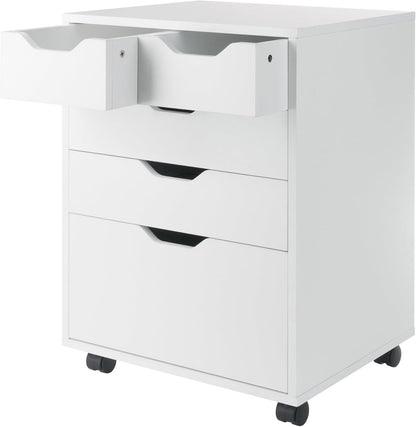 Winsome Halifax Mobile Storage Cabinet with 5 Drawers in White, Stylish & Functional Home Storage Cabinet for Filing, Kitchen Organization, Moveable Furniture for Office, Dorms, Apartments