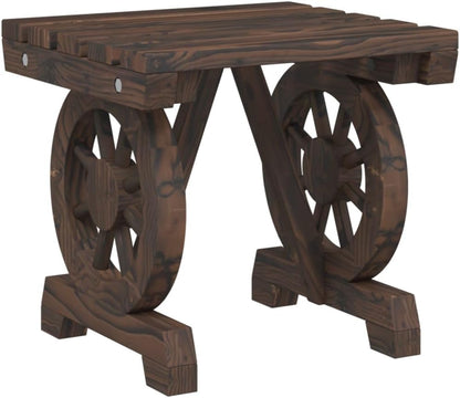 vidaXL Patio Footstool in Solid Fir Wood with Wagon Wheel Design – Durable Outdoor Ottoman/Garden Stool, Brown, 15.7""x14.4""x15.2"", 365110