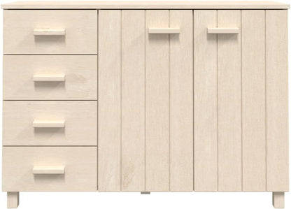 Honey Brown Solid Pine Wood Sideboard with 4 Drawers, Traditional Rustic Storage Cabinet for Dining Room, Ample Storage Space, Classic Home Decor Furniture