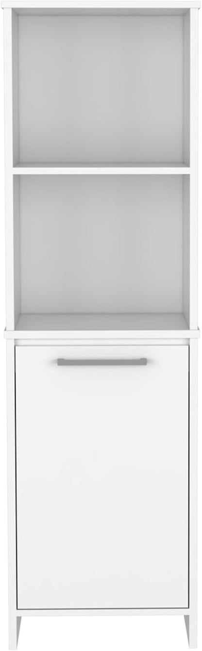 Eiffel Kitchen Pantry, Two External Shelves, Single Door Cabinet, Two Interior Shelves White -White