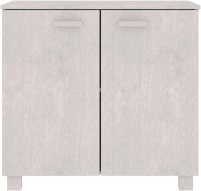 White Wooden Sideboard with 2 Doors, 33.5"x13.8"x31.5" Solid Pine Wood Storage Cabinet, Hamar Accent Buffet Credenza for Living Room, Dining Room and Hallway