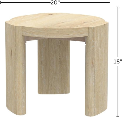 Alpine Furniture Sloane 20 in. W Round Wood End Table in Natural Driftwood