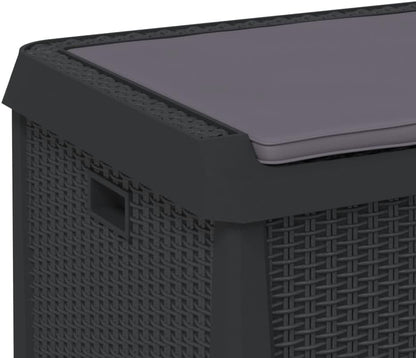 Anthracite Garden Storage Box 125L Polypropylene Medium Outdoor Patio Seat with Cushion for Tools and Cushions