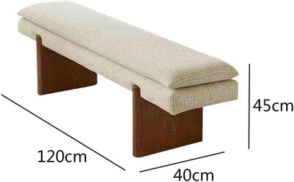 Modern White Bedroom Bench Walk-in Closet Wooden and Fabric Entryway(Small)