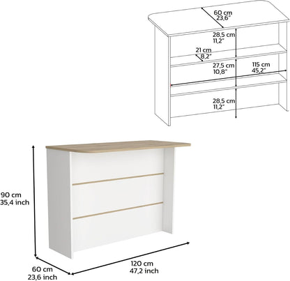 Kitchen Island with Two-Tier Storage Shelf and Workstation, White | Two-tier storage shelf and spacious workstation for efficient meal prep