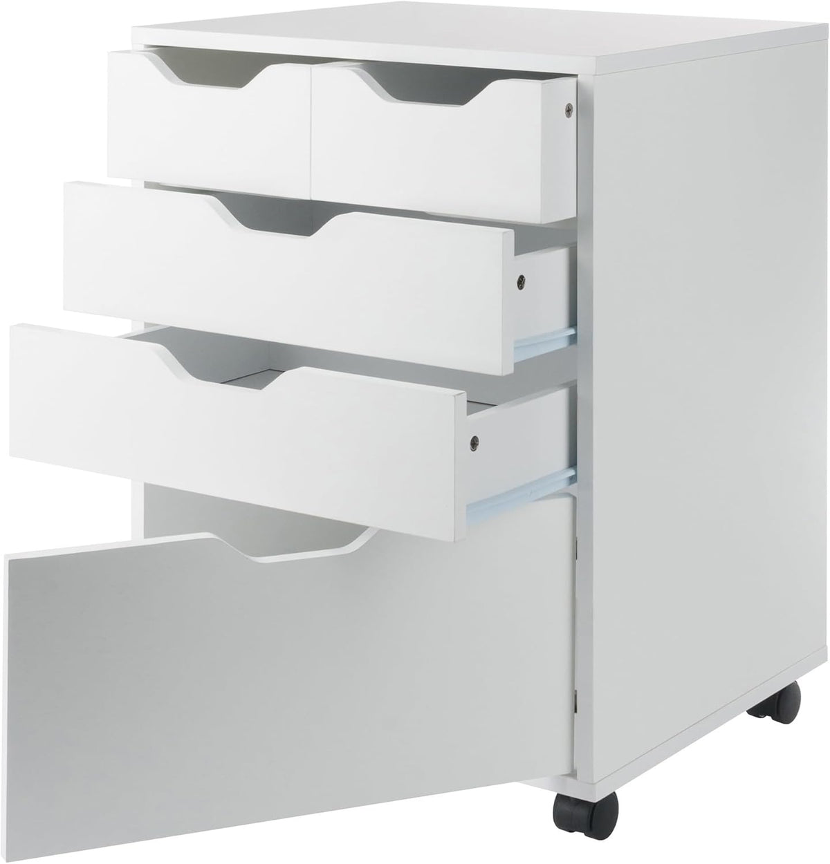 Winsome Halifax Mobile Storage Cabinet with 5 Drawers in White, Stylish & Functional Home Storage Cabinet for Filing, Kitchen Organization, Moveable Furniture for Office, Dorms, Apartments