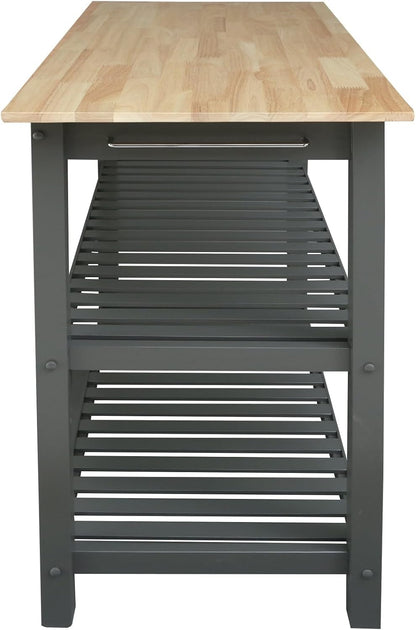 Casual Home Kitchen Island with Solid American Hardwood Top, Slate Gray, 40" W (373-932)
