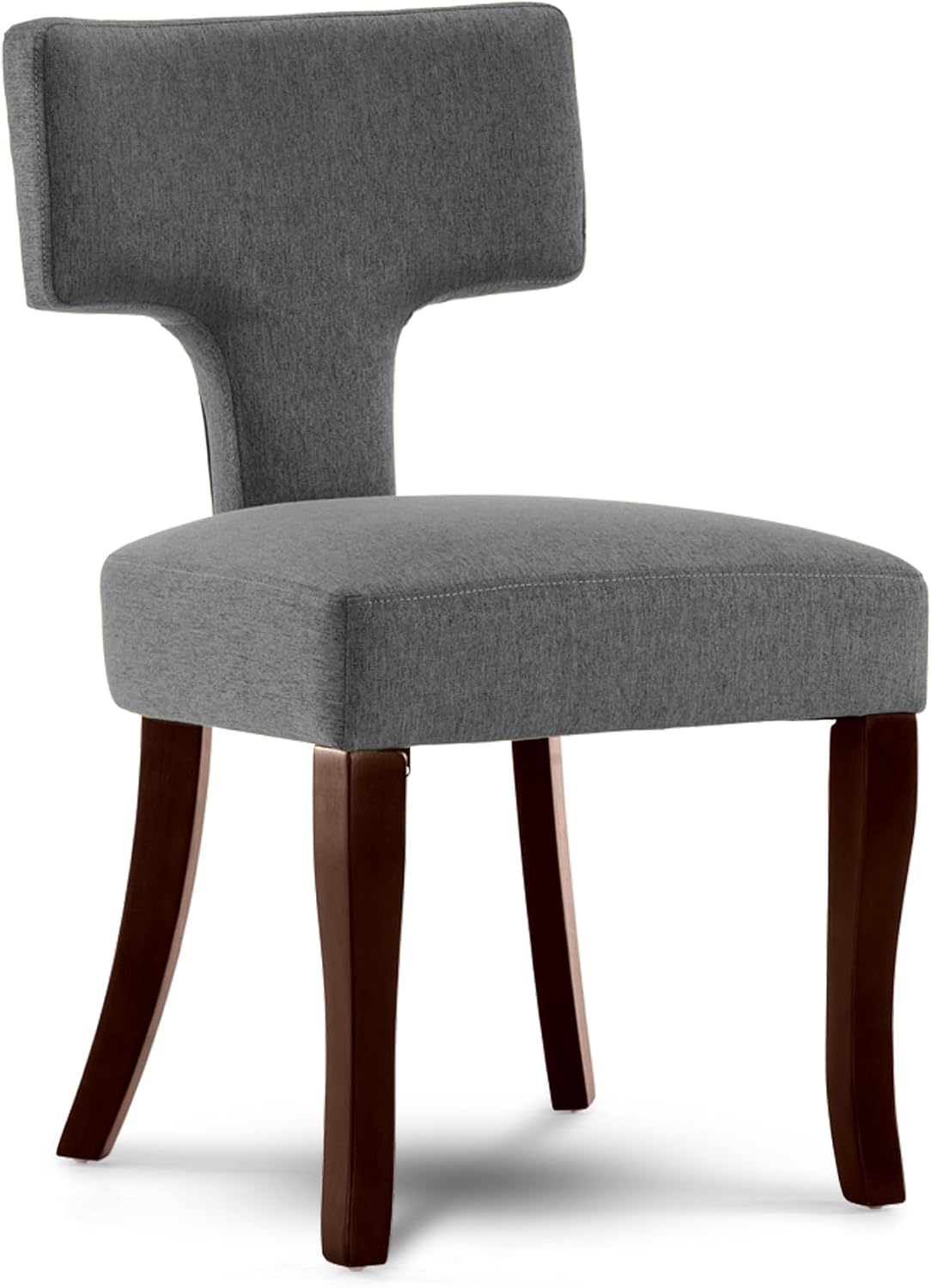 Mid Century Modern Dining Chairs Set of 2, Upholstered Side Dining Chairs with Curved Back Linen Fabric Armless Wood Chairs Kitchen & Dining Room Farmhouse Chairs (Gray)