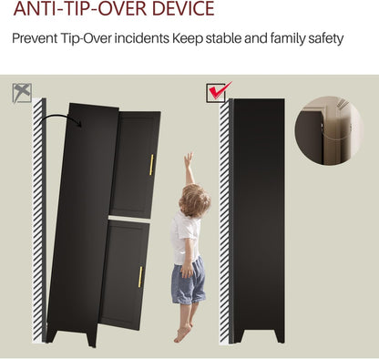 Metal Armoire Wardrobe Closet Storage Cabinet with Hanging Rod,71'' Metal Wardrobe Cabinet with 2 Doors and 2 Adjustable Shelves for Bedroom, Laundry Room, Cloak Room