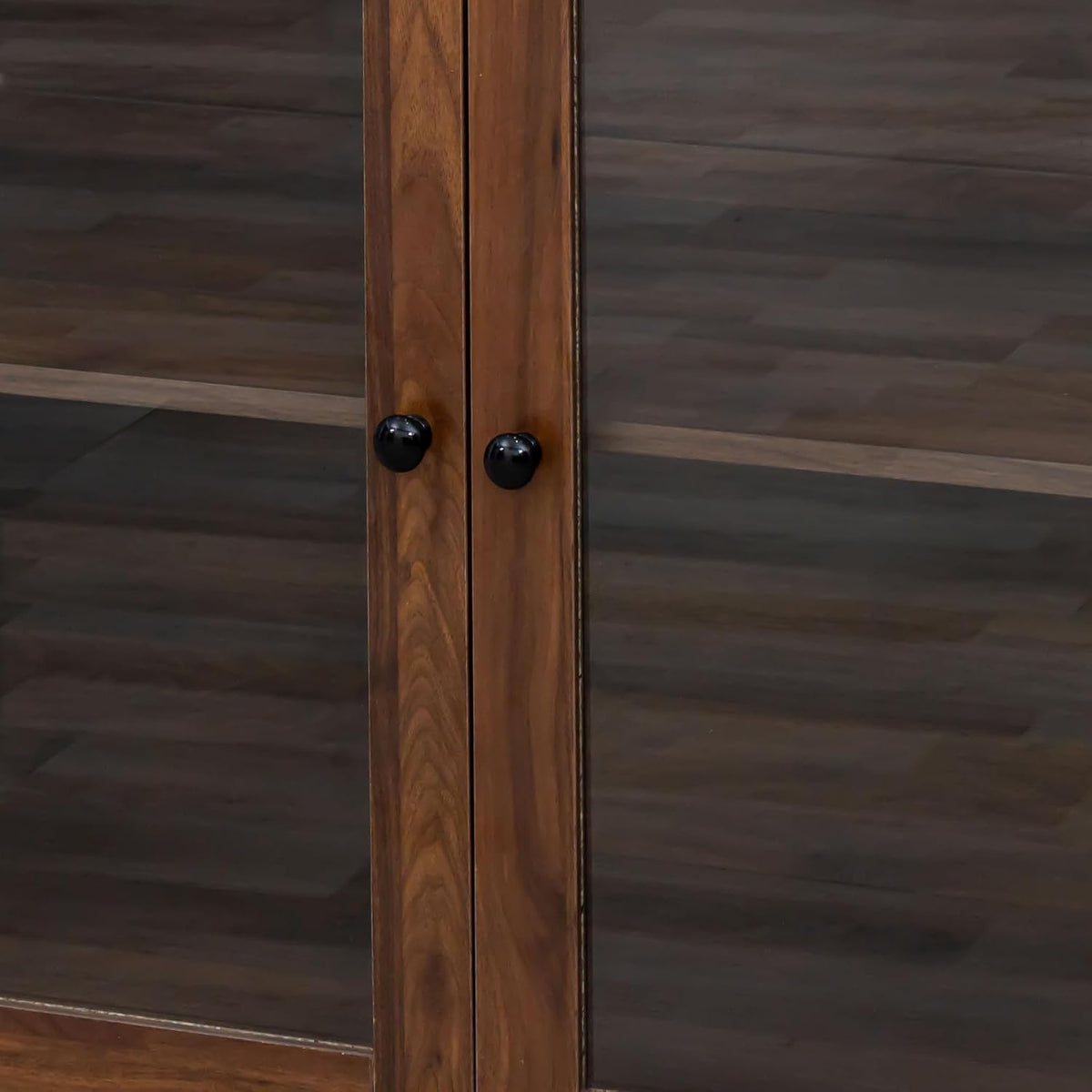 LUMISOL 63" Tall Walnut Rustic Modern Kitchen Hutch Cabinet Organizer, 4 Doors & 4 Drawers, 62.99"L x 15.75"W x 74.8"H, Kitchen Cabinet