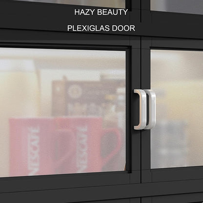 Kitchen Pantry Storage Cabinet, Bakers Rack with Storage, Freestanding Kitchen Storage Cabinet with Transparent Doors, Cupboard for Kitchen, Dining Room, Living Room and Bathroom(78*42*115cm/30.7*16.5