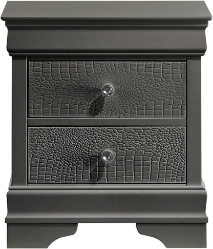 Modern Style 2-Drawer Night Stand Made with Wood in Metallic,for Small Spaces