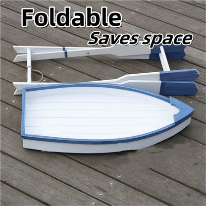 Wooden Ship Shape Side Table, Small Tables for Small Spaces, End Table for Living Room, Bedroom, Balcony, Modern Side Table, Foldable Accent Table with Oar Legs