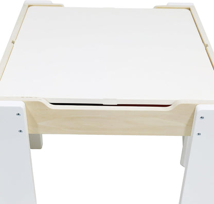 Teamson Kids - Wooden Multiactivity Table with Removable Tabletop for Storage | Reversible Tabletop, Storage Space