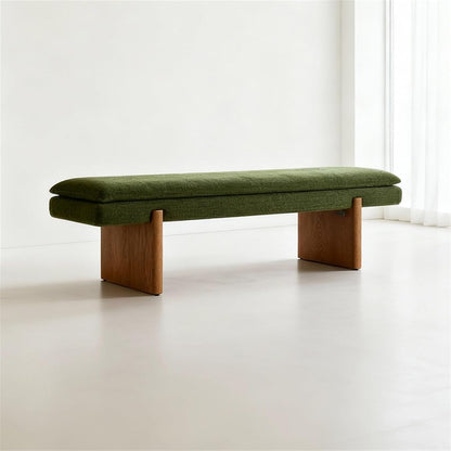 Modern Green Bedroom Bedside Bench Dressing Room Wooden and Fabric Long Entryway(Large)