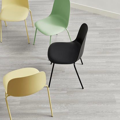Green Dining Chairs Set of 4, Plastic Stackable Kitchen Chairs, Classic Indoor/Outdoor Chair with Metal Legs for Dining Room, Kitechen, Cafes, Restaurants