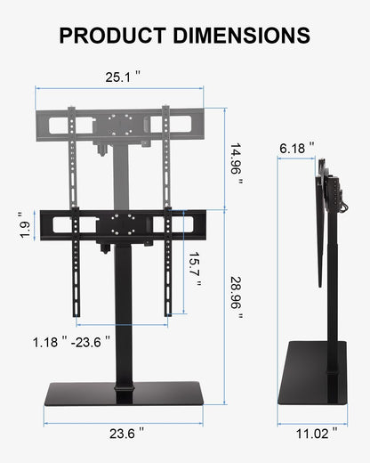 Universal Motorized TV Mount with Remote - Motorized TV Stand with Tempered Glass Base, TV Lift for Desktop and Floor