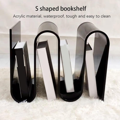 Acrylic S-Shaped Side Table, Modern Bedside Table, Brown, 11.8*13.3*16.9in
