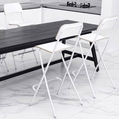25in/29in Folding Breakfast Bar Stool, Modern Foldable Wooden Seat Tall Chair with Back and Footrest, Collapsible Counter Height Stool for Dining Room Kitchen Balcony Living Room ( Color : White , Siz