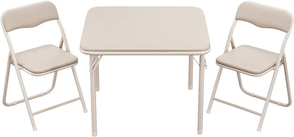 GAOMON Boys and Girls Folding Table and Chairs Set of 3, Portable Table and Chair with Pu Soft Cushion, No Installation Required, Suitable for Eating, Reading and Playing