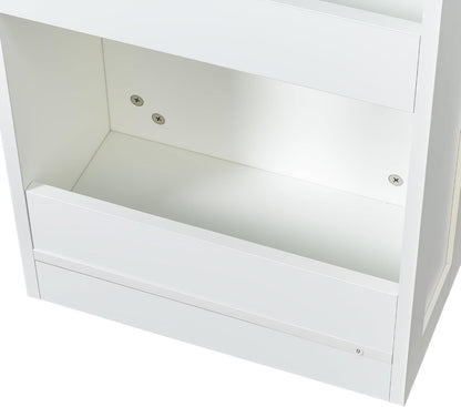 7 Tier Pull-Out Storage Cabinet with Handle & Wheels, Tall Narrow Spice Rack Next to Fridge, Wood Food Pantry for Kitchen, Dining Room, White