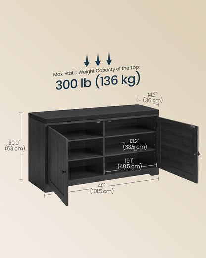SONGMICS HOME 3-Tier Entryway Bench, Shoe Bench with Padded Seat, for Hallway, Bedroom, 14.2 x 40 x 20.9 Inches, Dark Gray