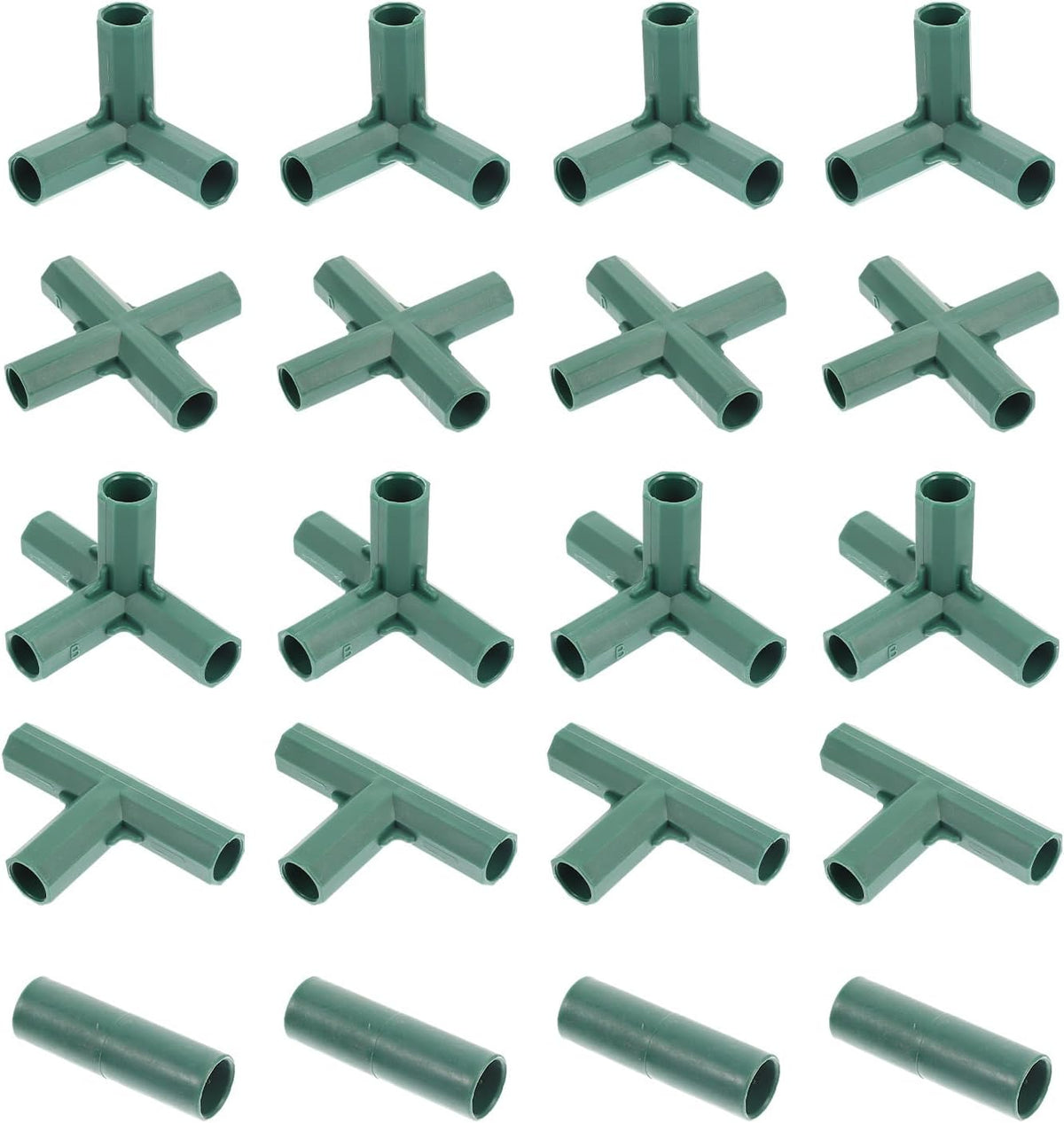Yardwe 20Pcs Greenhouse Frame Connector, 5 Types Gardening Frame Pipe Fitting Plastic Joint Connectors for Stable Plant Support and Greenhouse Construction, 16mm