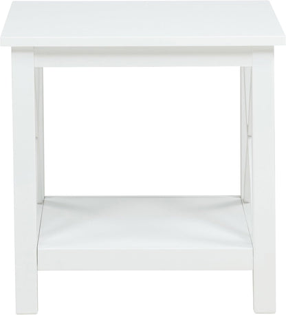 Coaster Home Furnishings - Skyview - Wood - Square End Table with Open Shelf, X-Frame Base and Coastal Style - Living Room - 20-Inch - White - 722087