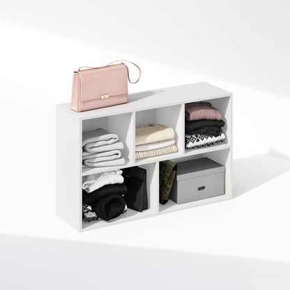 Furinno Reed Closet Organizers and Storage, 5-Cube Reversible Closet Shelves, Closet Organization Shelf, 9.4 x 19.5 x 31.5, for Bedroom, Closet, White