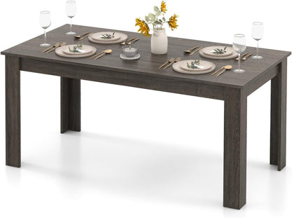63“ Large Dining Table for 4-6 People, Rectangular Dining Room Table, Wooden Kitchen Table with L-Shaped Legs, Modern Farmhouse Dinette Table for Restaurant, Living Room, Family