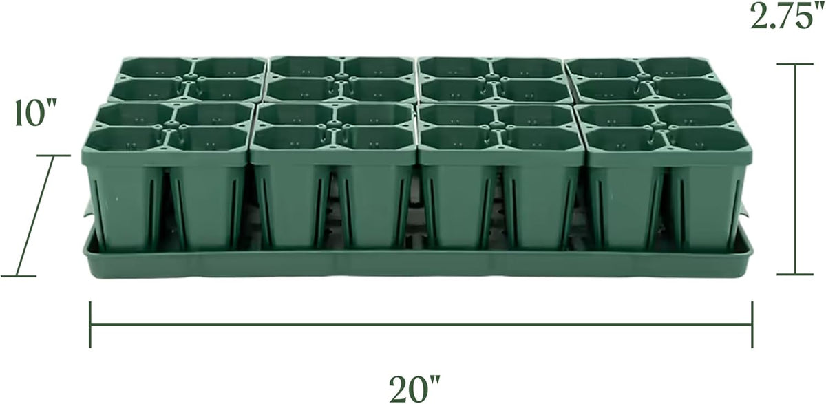 Vego garden Seedling Suite Products, 8 Pack Jumbo Seedling Trays with 10" x 20" Bottom Watering Trays