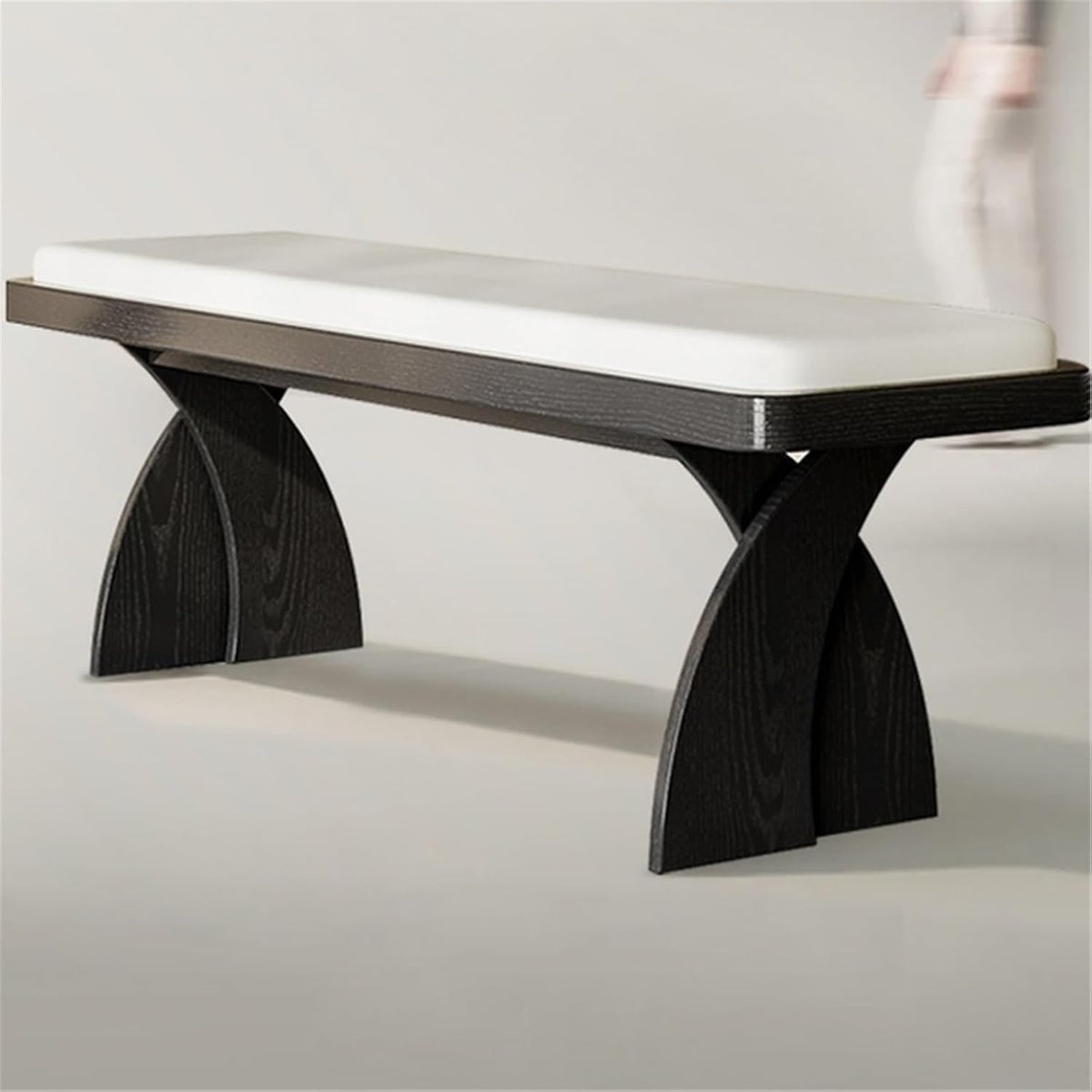 Modern Wooden Long Bench at The Foot of The Bed in The Bedroom Dressing Room or Home Use Leather Shoe Changing Entryway(XS)