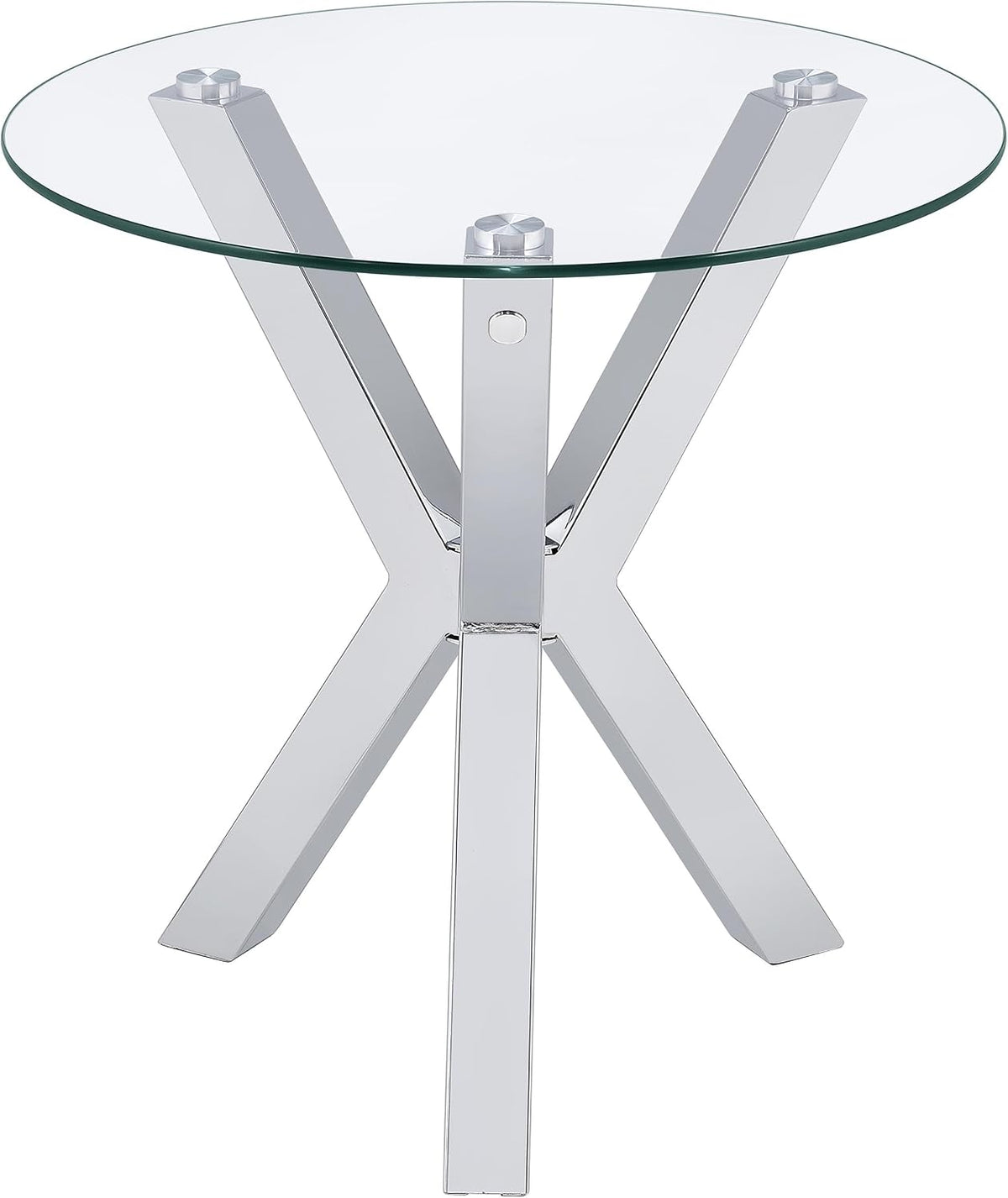 Coaster Home Furnishings Kenzie Round Tempered Glass Top End Side Table Chrome