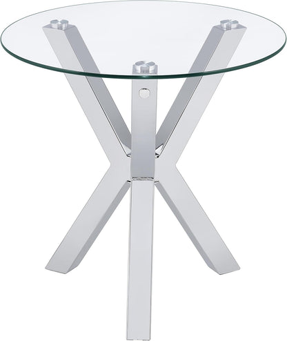 Coaster Home Furnishings Kenzie Round Tempered Glass Top End Side Table Chrome