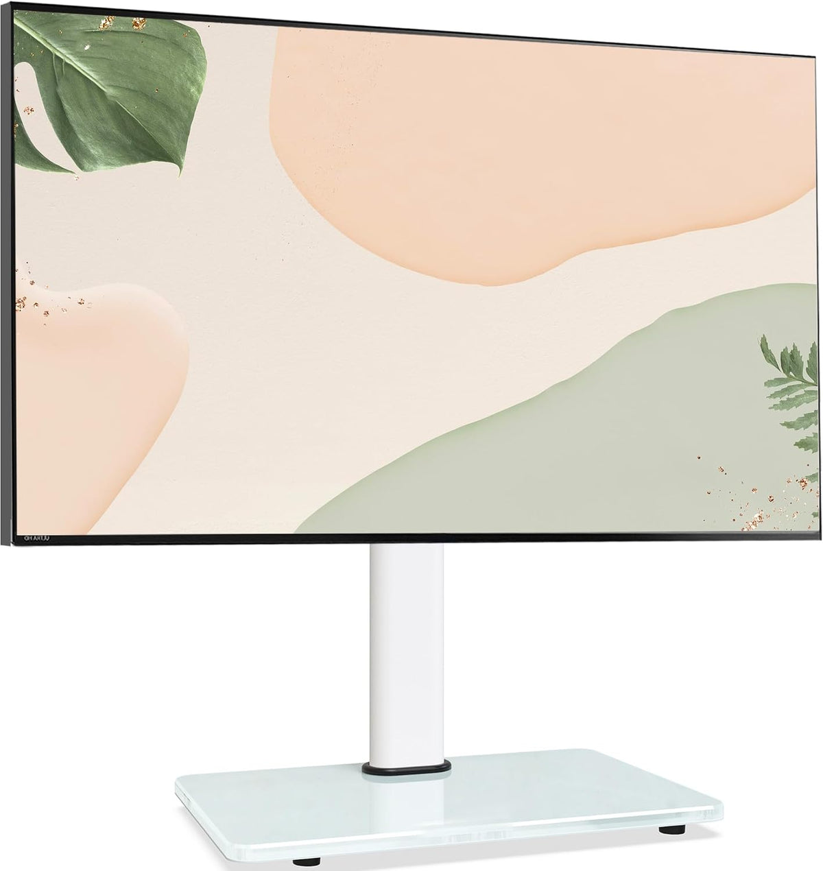 Swivel Universal TV Stand for 32-75 inch TVs with Tilt Down/Up, 8 Levels Height Adjustable Table Top TV Mount Stand with Stable Heavy Duty Tempered Glass Base, MAX VESA 600x400 mm up to 99lbs, White