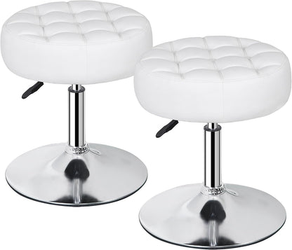 JupiterForce Adjustable Vanity Stool Chair for Makeup, 360° Swivel Makeup Vanity Chair Faux Leather Vanity Stool for Makeup Room, Bathroom and Living Room, White