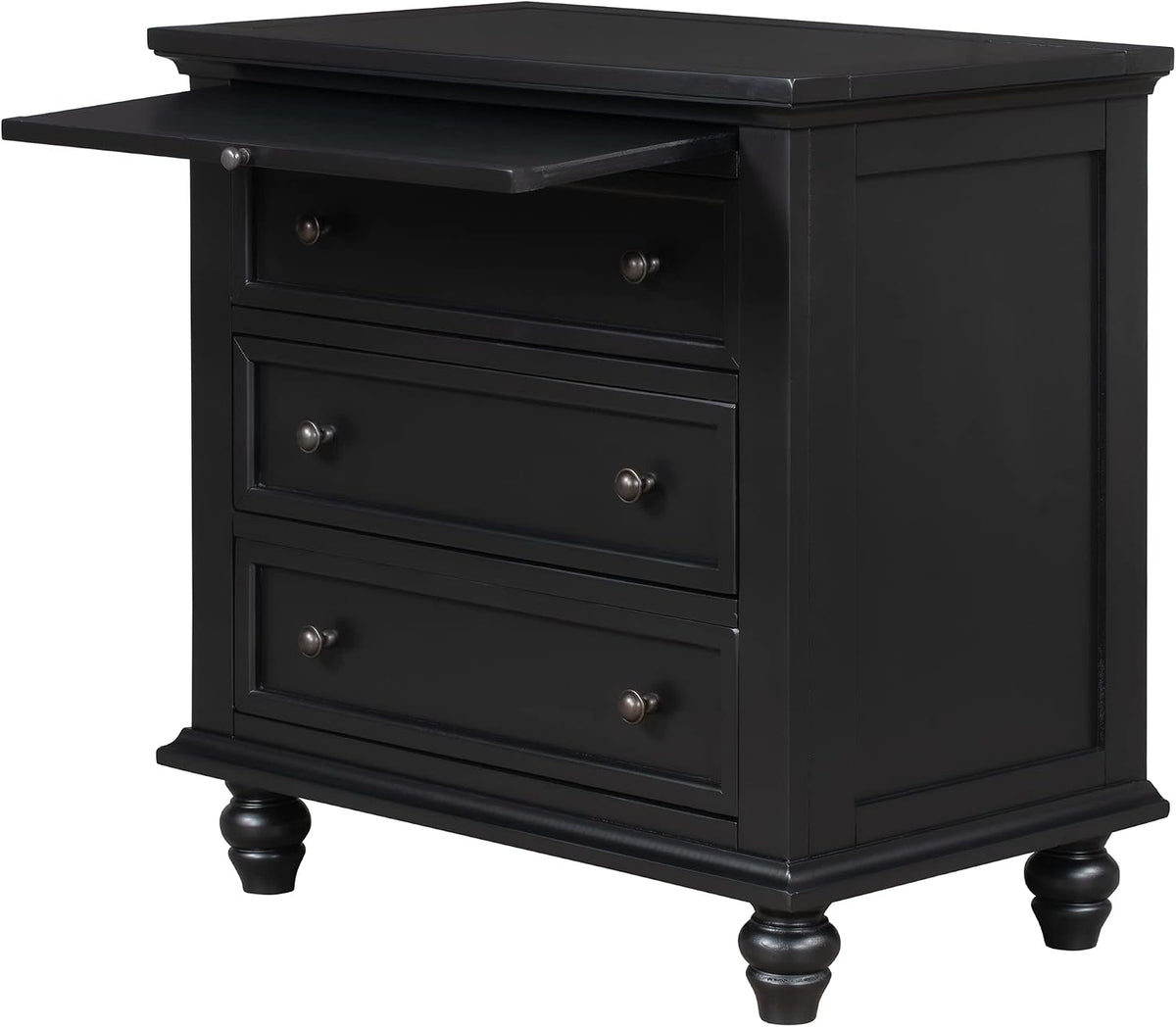 3-Drawer Storage Wood Cabinet, End Table Set of Two with Pull Out Tray As A Bedside Table, A Sofa Side Table, Or As A Decorative Piece for Living Room Or Study Room (Black-09)