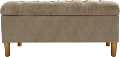 HomePop 40" Ainsley Button Tufted Storage Bench - Fawn Velvet