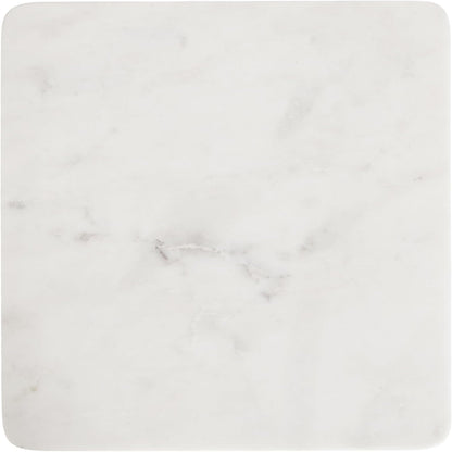 Kate and Laurel Quinley Modern Square Marble Drink Table, 10 x 10 x 22, White Marble and Gray Gunmetal, Contemporary Marble Pedestal Table for Use as Living Room Plant Stand or Bedroom Mini Table