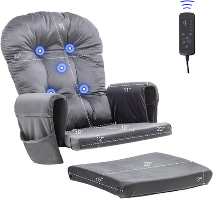 SyyBhb Massage Glider Rocker Replacement Cushions with Storage Pocket, 5PCS, Soft Velvet Thickened, Washable Non Slip, Universal for Use in Glider Rocking Chair, Dark Grey